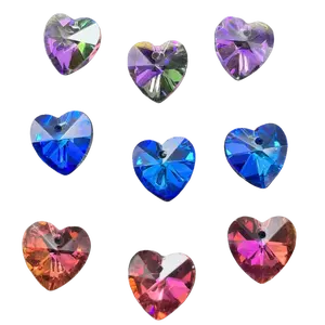 14mm Rainbow Heart Crystal Beads - 3 Colors, Pre-Drilled, Gluable, Stringable DIY Jewelry Making Supplies for Bracelets, Necklaces