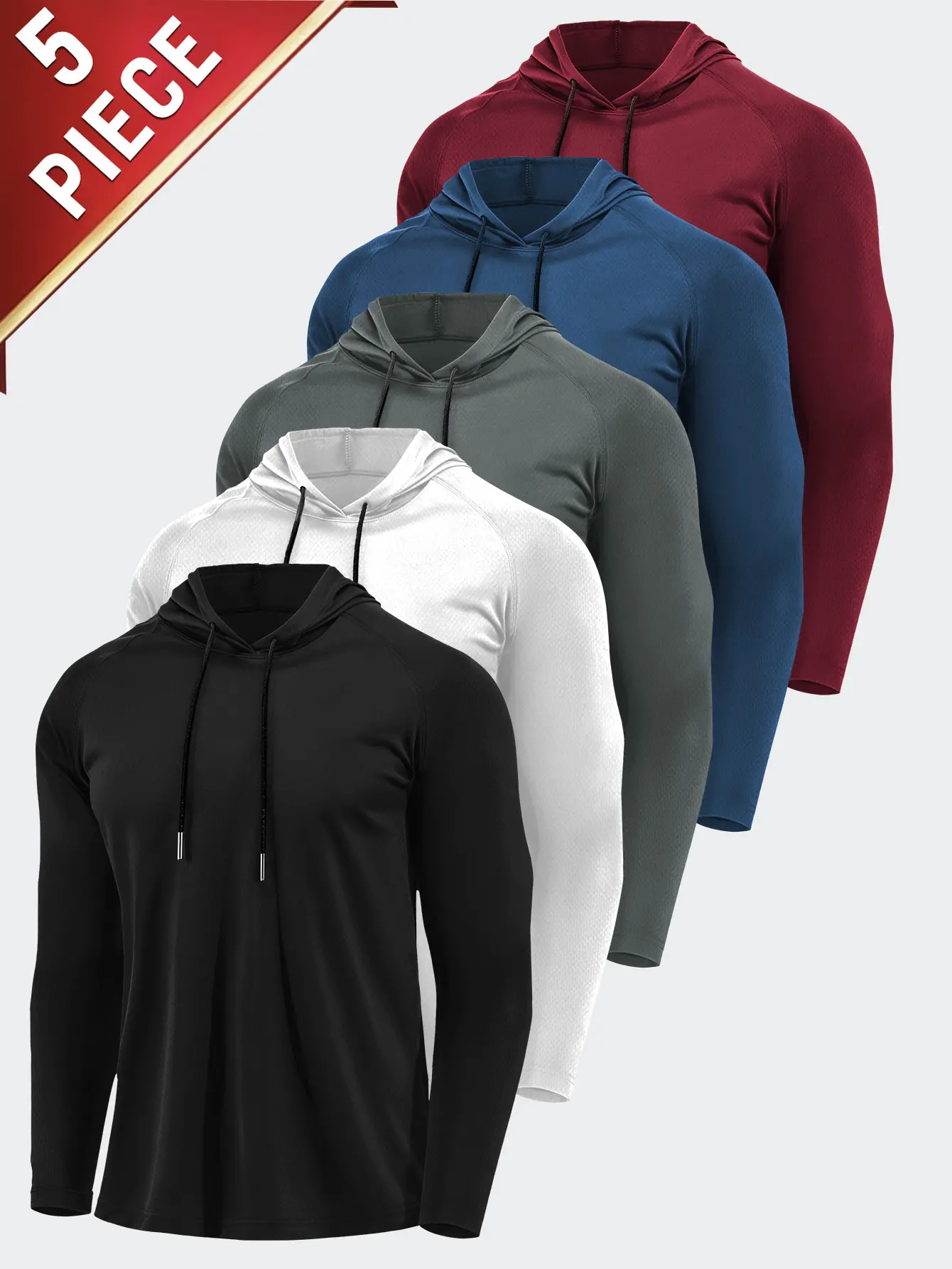 5 Pieces Men's Hooded Sweatshirt Long Sleeve Pullover Casual Fashion Warm Comfortable Breathable Fabric Suitable for Casual Outings Outdoor Sports Valentine's Day Gift tiktokshopbacktoschool