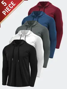 5 Pieces Men's Hooded Sweatshirt Long Sleeve Pullover Casual Fashion Warm Comfortable Breathable Fabric Suitable for Casual Outings Outdoor Sports Valentine's Day Gift