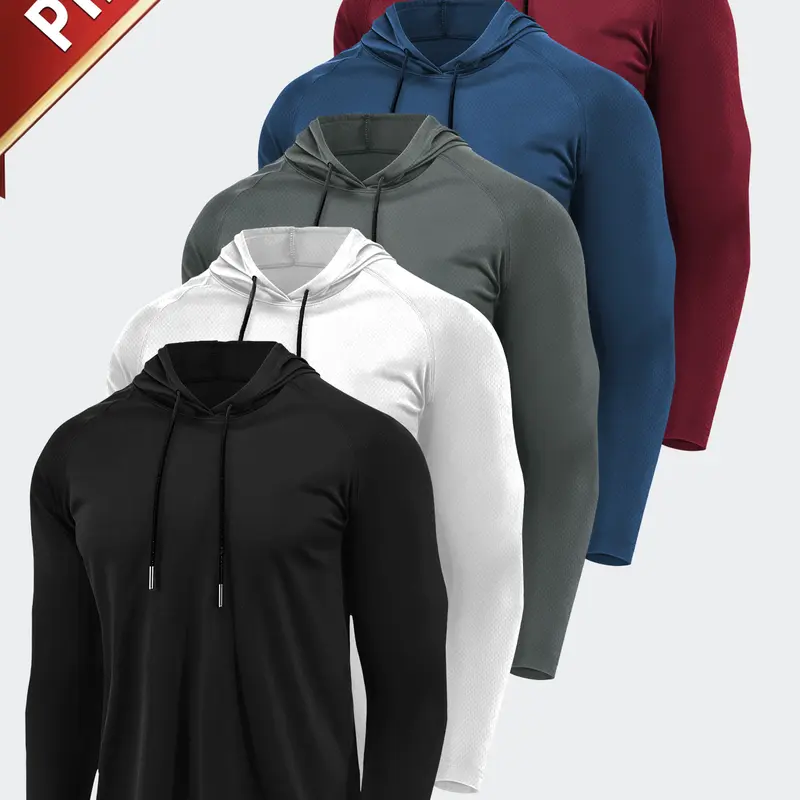 5 Pieces Men's Hooded Sweatshirt Long Sleeve Pullover Casual Fashion Warm Comfortable Breathable Fabric Suitable for Casual Outings Outdoor Sports Valentine's Day Gift