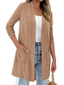 BTFBM Long Cardigans for Women Summer Fall Clothes 2026 Lightweight Casual Open Front Shawl Cardigan Pockets