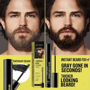 East Moon Black Men's Beard Eyebrow Dye | Long-Lasting Natural Color | No Bleach Gentle Coloring | Temporary bearddye for men | Easy Dip Applicator | At-Home Male Grooming Essential