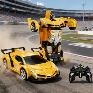 Remote Control Yellow Super Car to Robot Toy with One-Button Deformation,  Fast Remote Control Sports Car That Turns Into a Robot, Cool Action Toy for Boys & Racing Fans