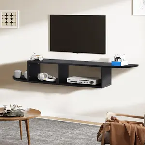 HOMBCK Floating Shelves for Wall Under TV, 55” Floating Game&Media Console Cabinet for Xbox Cable Box Audio Video, for Living Room, Bedroom