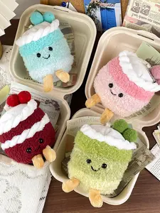 Fashion Fun Realistic Cherry Cake Plush Doll Fruit Cake Stuffed Toy Bag Charm, Cute and Quirky Decoration Accessory, Soft Adorable Stuffed