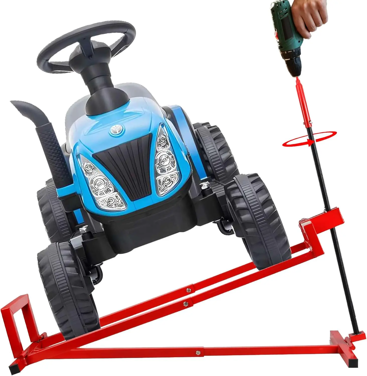 Manual Garden Tractor & Lawn Mower Maintenance Lift Jack, 882 Lbs Capacity, Manual Lever Handle, Blade Repair Ready, Weather-Resist Coat, Steel Frame, Power Tool Extension Handle, Up to 40° Tilt, For Under 38.6 in Lawn Trimmers