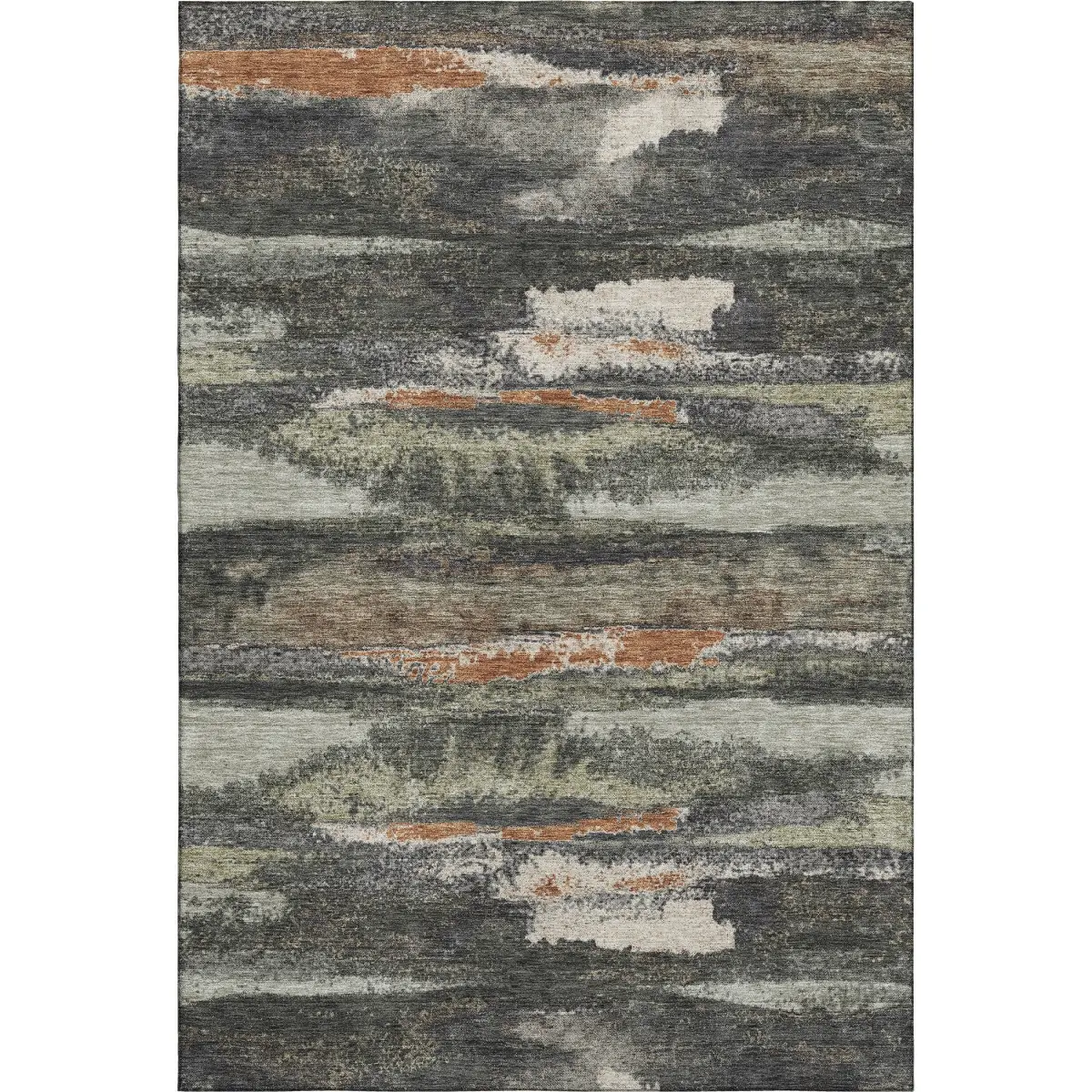 HomeRoots 674983 3x5 ft. Charcoal & Ivory Colorway Fiber-Woven Copper Abstract Machine-Made Rectangle Durable Washable Area Rug with UV Protection, Durable Area Rugs, Colorway Area Rugs