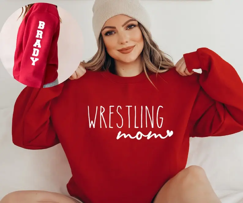 Wrestling Mom Shirt, Custom Wrestling Shirt, Personalized Wrestling Hoodie, Sleeve Name Wrestling Sweatshirt