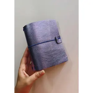 A6 Argentinian Leather Journal – Metallic Lilac | Hand-Painted Interior | Refillable Traveler’s Notebook