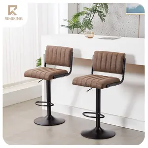 #Summervibes【Mothersdaygift】RIMIKING Modern Swivel Bar Stools Set of 2, Adjustable Height Counter Chairs, PU Leather Padded Seat with Footrest and Stable Metal Base,7002