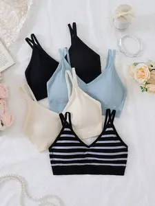 2026 New 4-Piece Summer Comfortable Women Lightweight Breathable Bralettes Plain Casual No-Wire Underwear Set, Cool and Simple Design, Perfect for Daily Wear