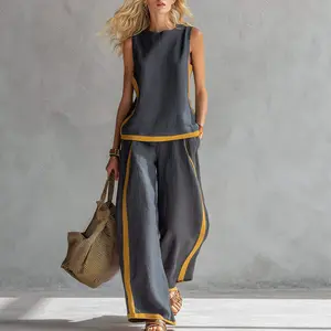 2026 Blend Two Piece Set for Women Sleeveless Color Block Top Wide Leg Pants Set Casual Summer Outfit #   Set #   WideLegPants #   ColorBlock #   SummerOutfit #   BohoFashion #   CasualWear #   Outfit of the Day #   WomensFashion