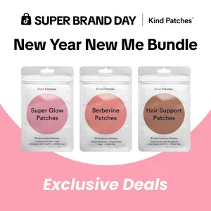 Kind Patches New Year New Me Bundle: 30 Super Glow Patches + 30 Berberine Patches + 30 Hair Support Patches, Healthy Skin, Metabolism Support, Scalp Vitality & Healthy Hair, Vegan