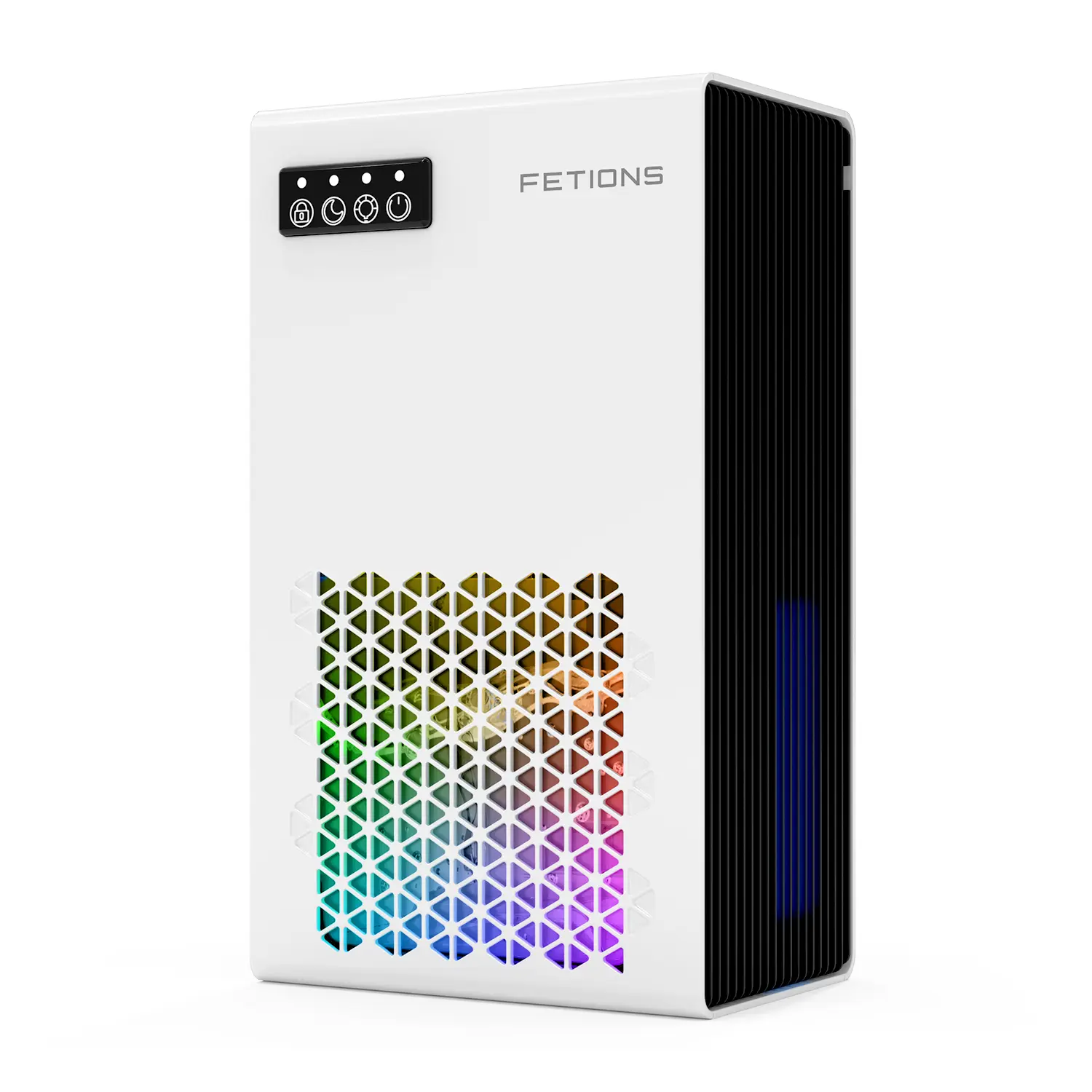 Fetions Portable Dehumidifier with 95oz Extra Large Water Tank, 7 Color Night Light Mood Modes, Continuous Drain Hose Option, Quiet Moisture Remover for Basement Bedroom Bathroom Kitchen, White