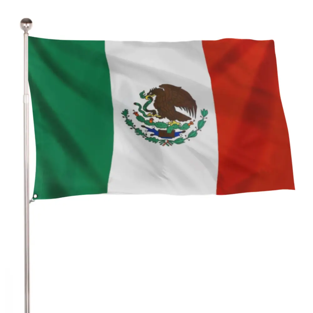 Mexican National Flag Decorative Banner, 3x5 Ft Standard Size 100D Synthetic Polyester Printed Outdoor-Ready Fray-Resistant Draping Backdrop, Party Background Decoration for Home & Party Supplies with Vivid Colors