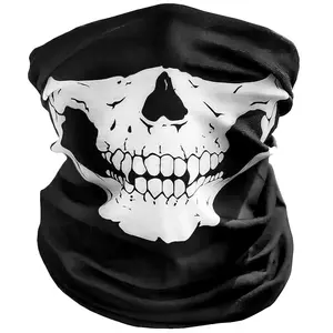 Skull & Ghost Balaclava Masks Set – Black Half Face Motorcycle Balaclava for Men Women – Quick-drying and breathable fabric - Cool Design Riding Face Masks for Bikers, Cosplay & Halloween