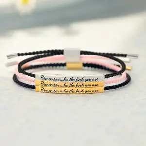 1/2/3 PCS Inspire Bracelet Remember who the Fvck you are - Elegant Design with Unique Patterns Premium Artistic Engraving Stainless Steel Adjustable Bracelet