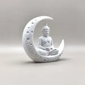 Zen Moonlight Buddha Statue for Home Decor, Peaceful Meditation Space, Spiritual Home Decoration, Perfect Feng Shui Ornament, Religious Decor