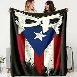 Puerto Rican Flag Flannel Blanket, Soft Warm Durable Throw for Sofa Office Bed Camping Travel, Ideal Holiday Gift