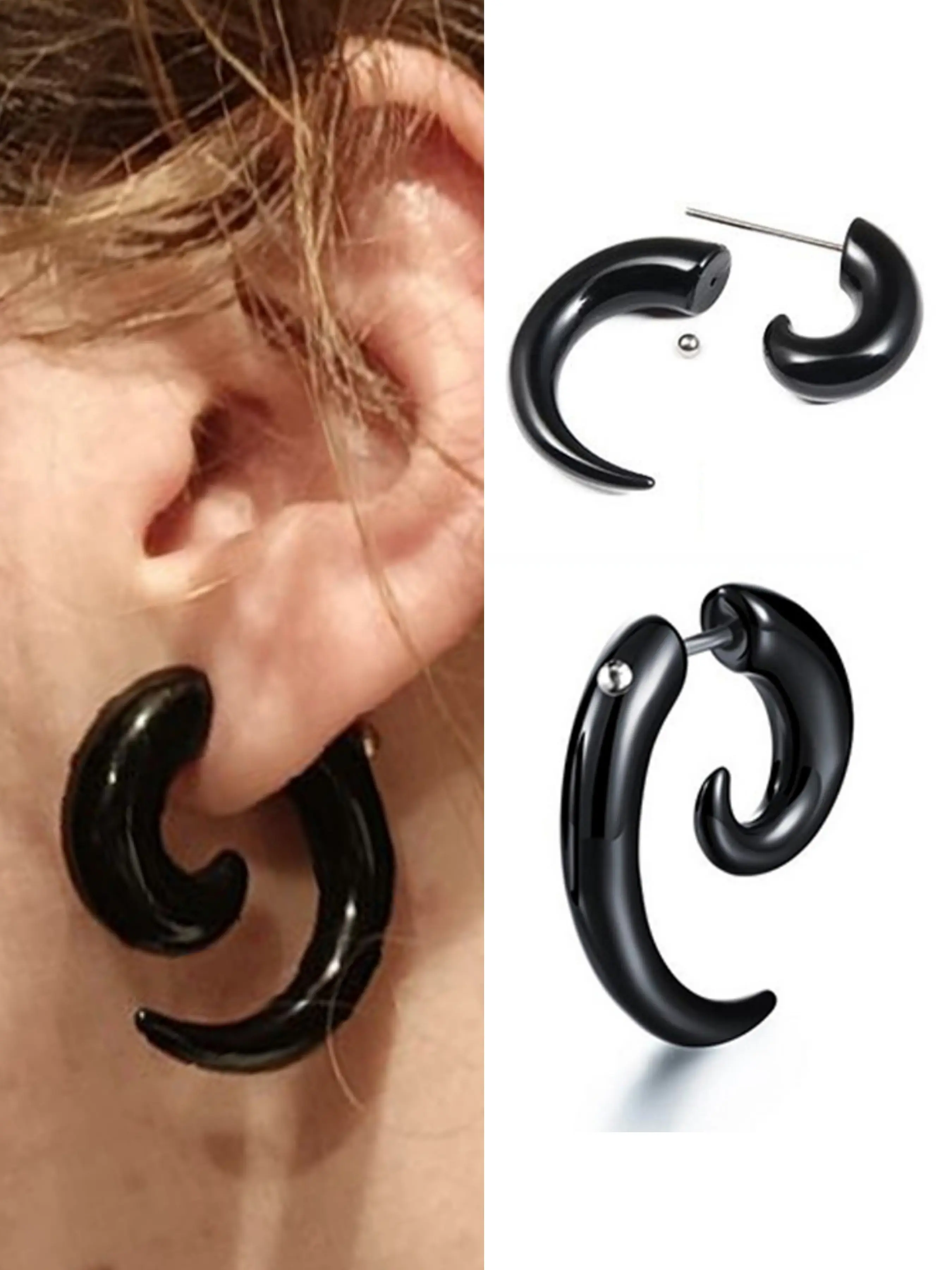 Punk Spiral Statement Earrings Tapers Snail Ear Expanders Earring 4/5/6/8/10 Mm, Body Jewelry for Men & Women, Stylish Ear Plug Piercing, Unique Design Earrings Ear Accessories