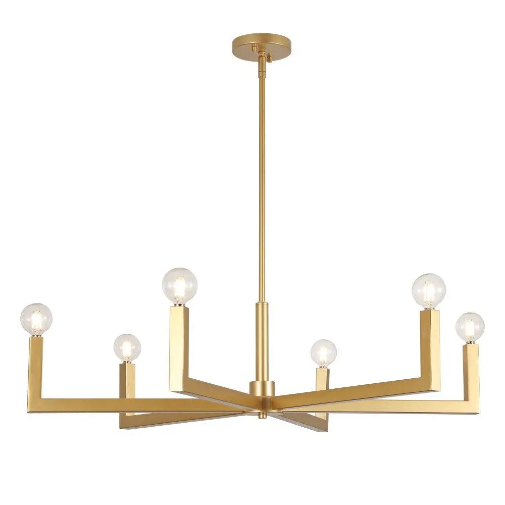 Darcy Grand Modern Industrial Adjustable Geometric Architectural Square-Arm Candle-Style Metal LED Chandelier