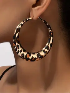Boho Style Leopard Print Hoop Earrings (1 Pair), Statement Earrings, Fashion Jewelry for Women, Daily Clothing Decor, Trendy All-match & Exquisite Jewelry for Birthday Gift, Jewelry Gifts