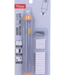 Tihoo Electric Eraser with Additional Refills - Clear Design & Orange Accents for Convenient Use
