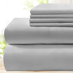 Bed Sheets 4(California King, Light Gray) - Super 1800 Thread Count 100% Microfiber Sheets with Deep Pockets, Wrinkle  Fade Resistant