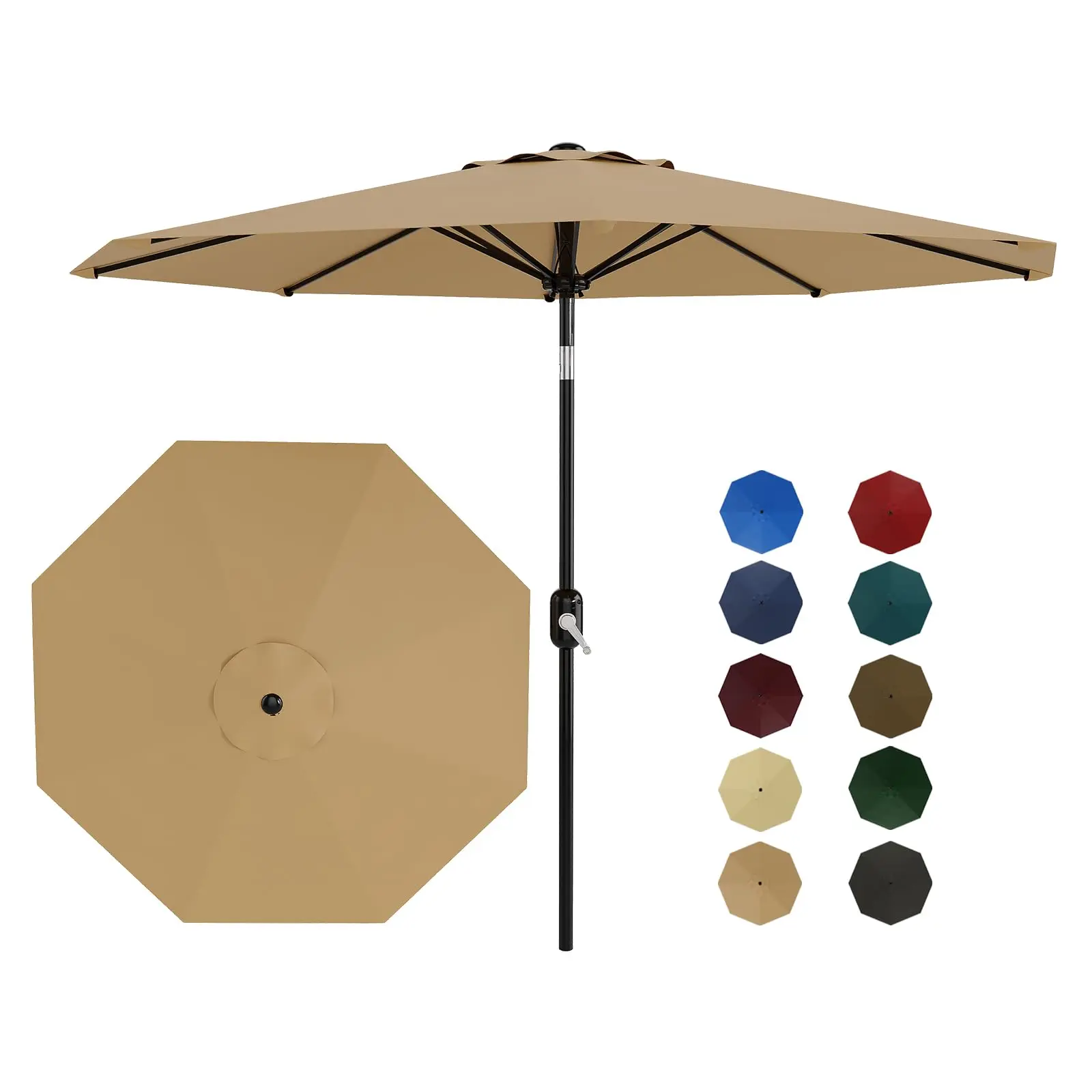 10ft Patio Umbrella with Crank Lift & Push Button Tilt, 8 Sturdy Ribs, UPF 50+ UV Protection, Waterproof Outdoor Market Umbrella for Deck Pool Garden Table, Base Not Included,summerwins,outdoorfurnitureset,home decor,camping essentials