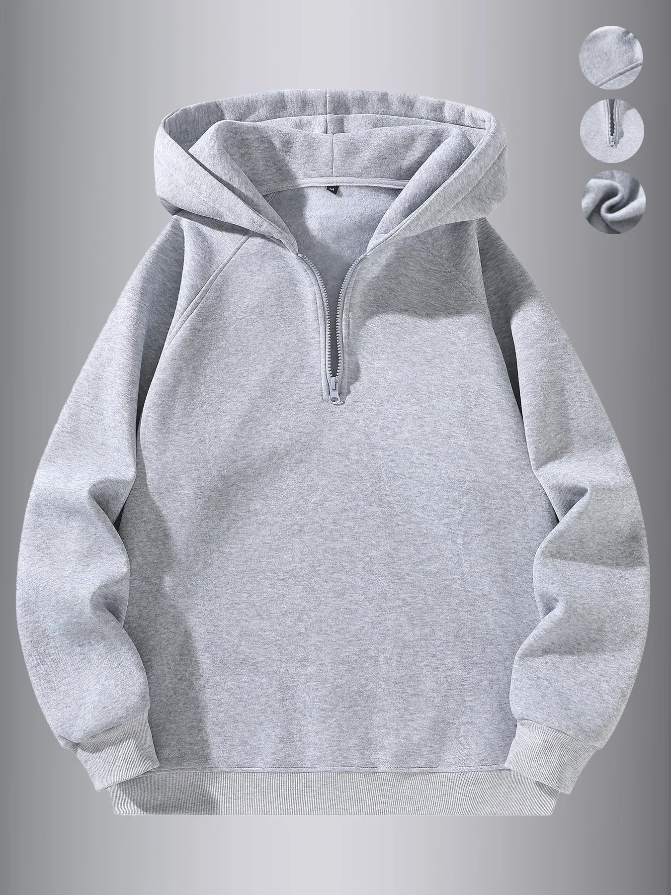 Men's Fleece-Lined Casual Fuzzy Essential Hoodie, Plain Basic Shoulder Pad Warm Sweatshirt, Ideal for Cold Weather, Outdoor Sports, Streetwear