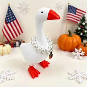 Funny Goose Figurine with Magnetic Beak, 7 Inch Handcrafted Resin Desk Statue for Holding Keys and Notes, Cute Desktop Decor for Office, Bedroom, Kitchen or Entryway, Unique Gift for Women, Coworkers, Mom, Housewarming and Christmas