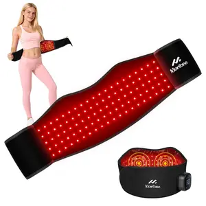 Morfone Red Light Therapy Belt,Vibration Rechargeable Waist Wrap,  for Body Heating Relax the shoulder muscles. 850nm and Red Light 630nm,5 Gears Adjustment with Controller/Timer,Portable and Rechargeable at Home and Travel. Black