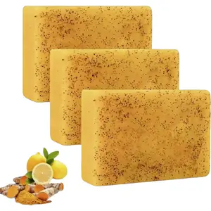 Unisex Organic Turmeric Kojic Acid Lemon Beauty Bar - 300g Multi-Pack Body Care Cleanser, Contains Neither Harmful Additives, Skin-Friendly for Brightening, Fading Hyperpigmentation, Uneven Tone