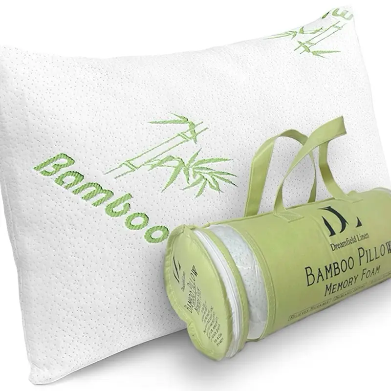Dreamfield Linen Bamboo Pillow with Memory Foam for Enhanced Comfort and Support