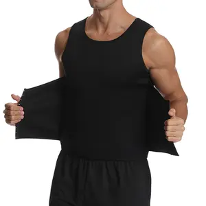 Men Compression Vest Neoprene Tank Top Body Shaper Tummy Control Underwear Shirt with Hooks Waist Trainer Vest Exercise Workout & Daily Tops