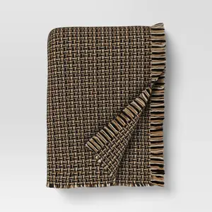 Woven Throw Blanket Cream/Neutral/Black - Threshold Woven Throw Blanket Cream/Neutral/Black - Threshold