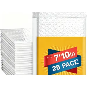 25 PC White Bubble Mailers 7x10"  Self-Seal Bubble Mailer Usable Size 7x10" Thick Padded Envelopes Cushion Mailing Envelopes Bubble Padded for Mailing Makeup Jewelry