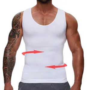 Men Tummy Compression Shirts Control Shapewear Flat Belly Shaping Abdomen Vest Tank Top Fitness Workout Body Shaper Stretchable Activewear Sports Clothing