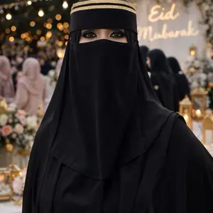Black Heritage Saudi niqab niqab silver trim 10 inch
