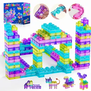 40PCS Soft Silicone Squishy Jelly Building Blocks, Building Blocks Model, Stretchy Stacking Sensory Fidget Montessori STEM Toys for 3-6 Year Old Toddlers, Non-Toxic BPA-Free Creative DIY Educational Construction Set, Birthday Christmas Gift for Boys Girls
