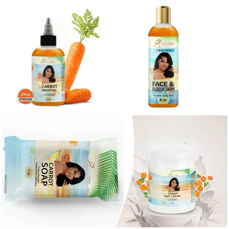 BYENBLAN Glow Boost Carrot Cream Set - 2-Pack Skin Rejuvenating Moisturizer for Face & Body, Hydrating Formula for Smooth Skin with Tropical Scent, Scented, Aroma, Skin Rejuvenating Set
