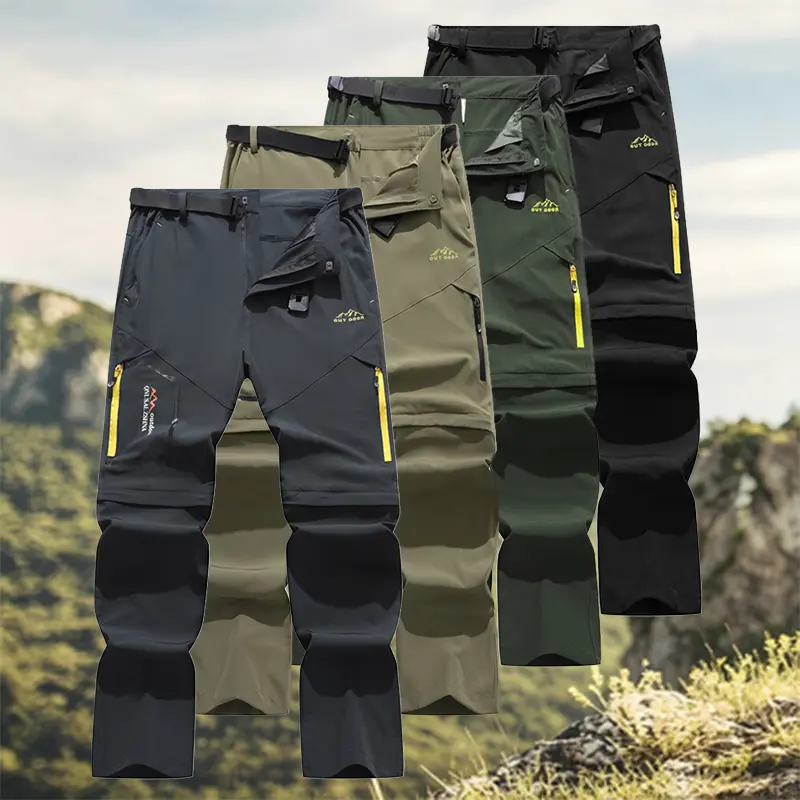 Two-section detachable stretch quick-dry long pants with multiple pockets, straight athletic cut, breathable fabric, suitable for summer, hiking/mountaineering pants, practical versatile casual style Baggy Wide Leg Sweatpants Loose Fit
