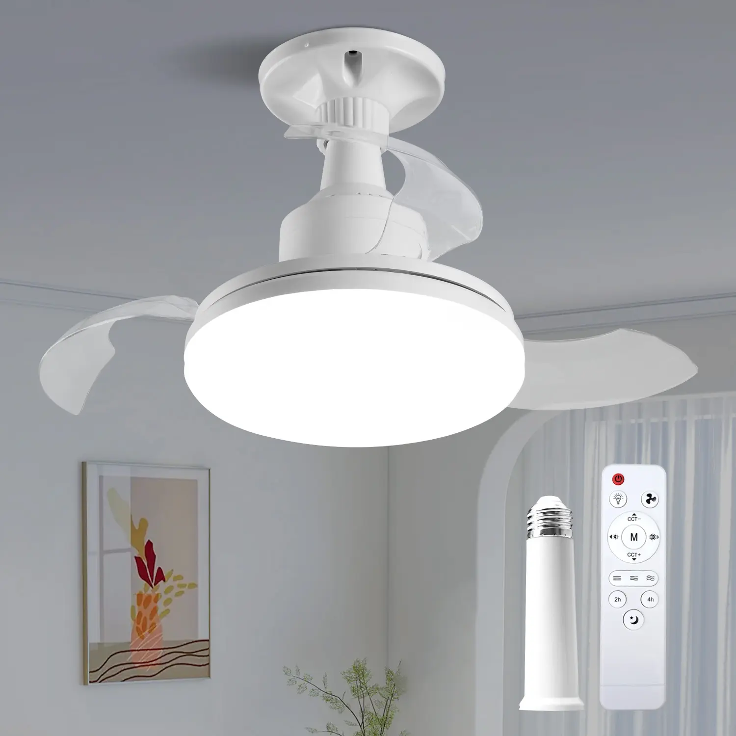 【Sale】BaySquirrel Retractable Socket Fans with Lights, 16 Inch LED Lighting, 3 Fan Speeds, E26/E27 Light Bulb Fan for Dining Room Dealsforyoudays wall lights