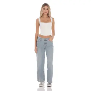 Low Rise Baggy Jeans in Light Blue