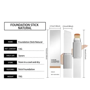 AMZ 2-in-1 Color-Changing Foundation Stick - Natural Tone Skin-Adapting Makeup - Full Coverage Blurring Base - Long-Lasting Hydrating Foundation - AMZ-A01-0020-03