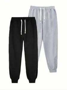 Men's Plain Drawstring Waist Pocket Jogger Pants, Casual Elastic Waist Trousers for Daily Outdoor Wear, Men's Bottoms for All Seasons, Streetwear Joggers