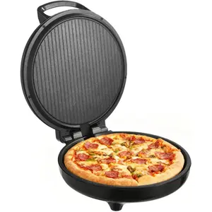 VEVOR Pizza Oven, 12 in Electric Pizza Maker, 1200W Electric Pizzas Cooker with Non-Stick Coating, 180 Open for Dual Side Baking, Heats up to 410 F, Multi-Function Cooking, for Pizzas, BarbecueVEVOR Super Brand Day