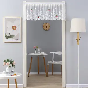 Home lace half curtain privacy screen kitchen cabinet curtain no-drill divider decorative curtain head half curtain hook-and-loop curtain door curtain
