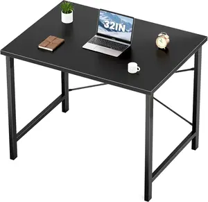 Computer Small Desk, Office 32 Inch Kids Student Study Writing Work with Metal Frame Wood Tabletop Modern Simple Home Bedroom Table - Ink Black