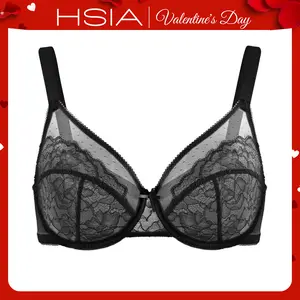 HSIA Enchante Floral Lace Plus Size Underwire Unlined Unpadded Minimizer Full Coverage Bra Women's Wear Comfortable Breathable Mesh Cup